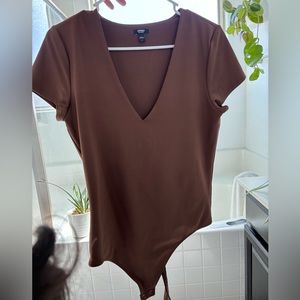 Express Brown v neck body suit
